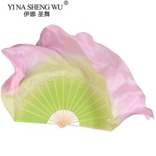 Gradient Color 16"-34" Silk Bamboo Long Fan Belly Dance Fan Veil Half Circle