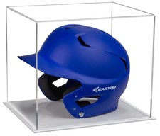Clear Acrylic Baseball Batting Helmet Display Case with White Base (A012-C-WDS)
