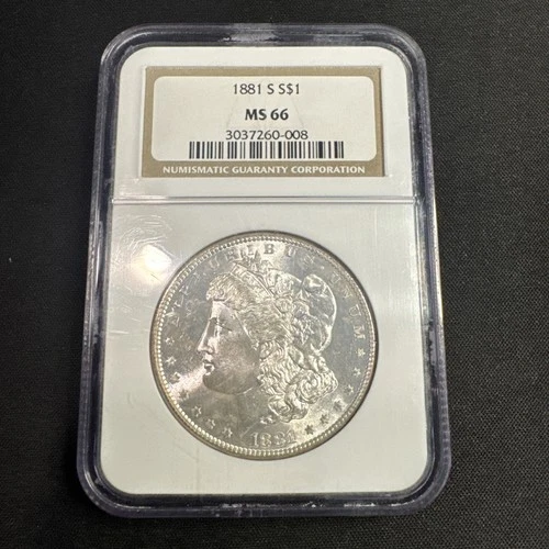 1881-S MORGAN SILVER DOLLAR NGC MS66 BRIGHT WHITE GREAT LUSTER