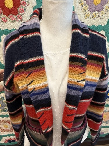 Beyond Blue southwest colorful wool cardigan med western chic - Picture 2 of 8