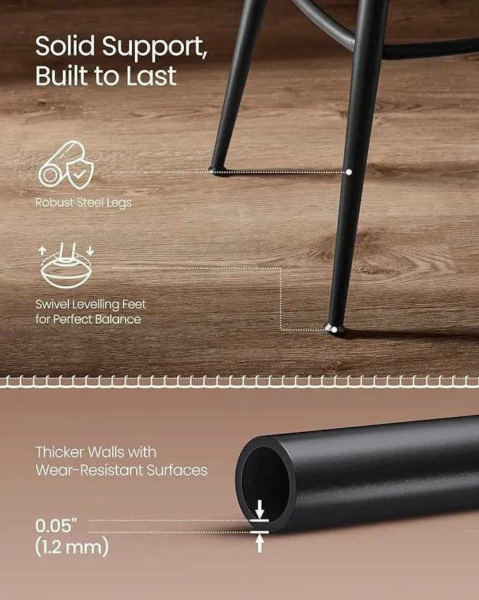 Set of 2 Swivel Bar Stools with Backs, Synthetic Leather Counter Chairs - Image 3 of 4