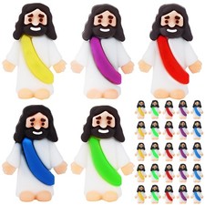 25 Mini Jesus Figures - Rubber Easter Egg Fillers, Sunday School Gifts