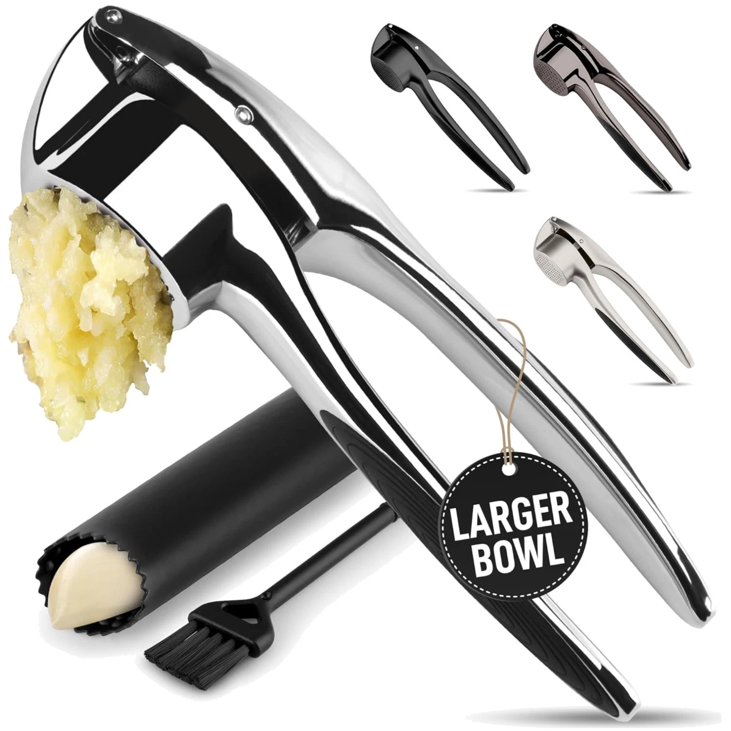 Large Garlic Press Set - Rust Proof & Dishwasher Safe Tool for Easy Use
Opens in a new window or tab