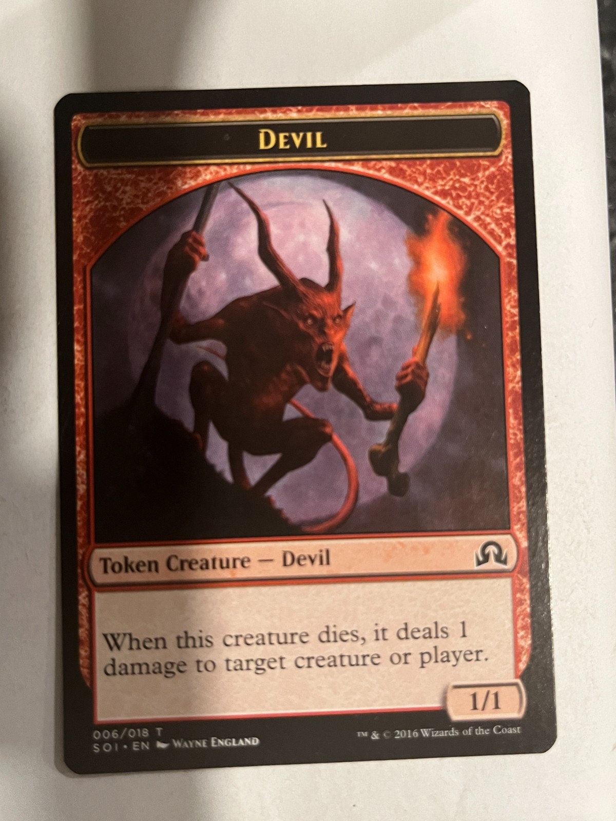Devil Token 006/018 - Shadows over Innistrad - Magic the Gathering MTG Nice!