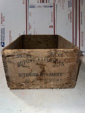 DE COLECCIÓN DUPONT EXPLOSIVOS 50 LIBRAS CAJA DE MADERA ZANJA DINAMITA CAJA 60% RESISTENCIA