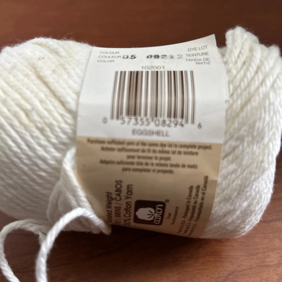 Lily Sugar 'n Cream Yarn  EGGSHELL - 1 Skein 2.5 oz  100% Cotton - Image 3 of 4