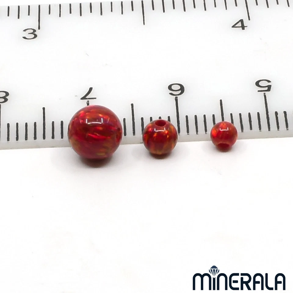 RED LAB CREATED SYNTHETIC OPAL ROUND LOOSE BEADS 3mm-6mm FULL DRILLED WP0280F - Image 3 of 4