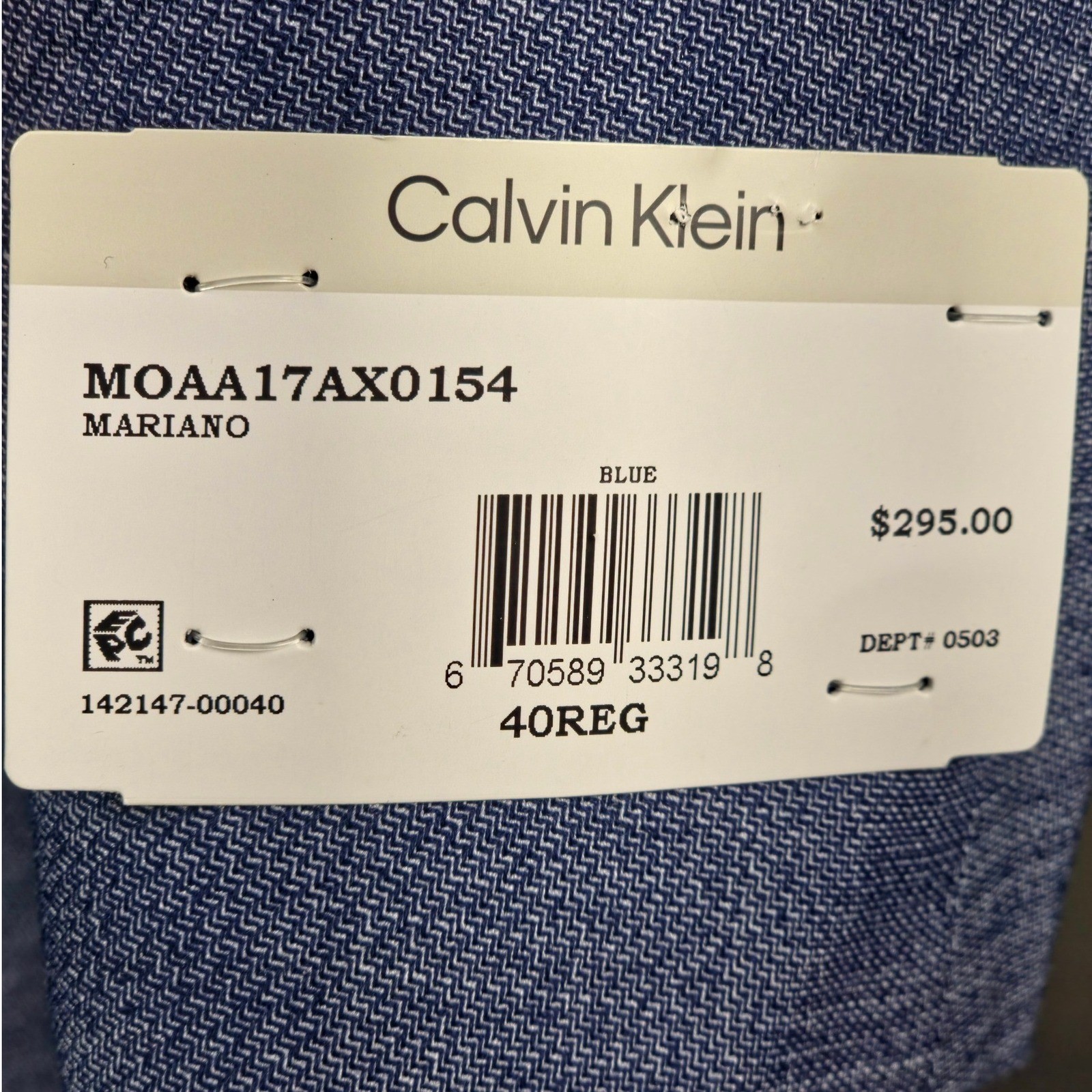 Calvin Klein Sport Coat Mens 40R Blue Mariano Slim Fit Blazer Suit Jacket *Flaws thumbnail 7