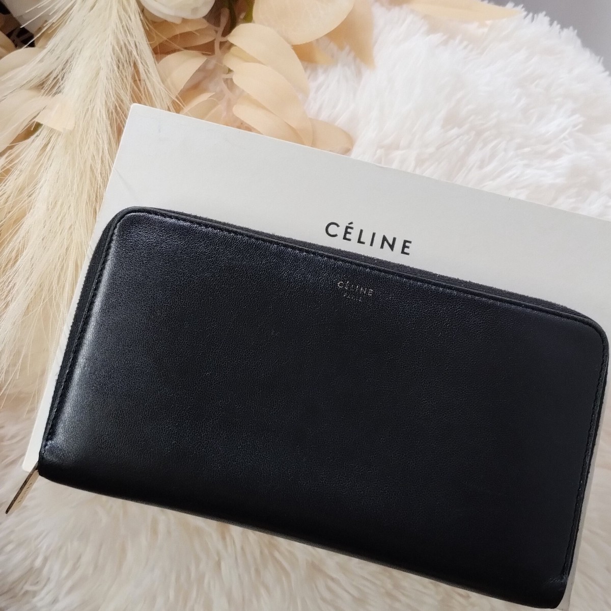 Celine Old Logo Large Zipped Wallet Long Wallet Black from Celine Old Logo Large Zipped Wallet Long Wallet Black from