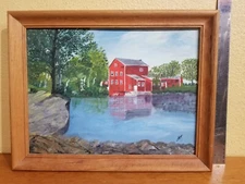 The Old Red Mill in Wisconsin 12x16" painting, genuine canvas board & wood frame