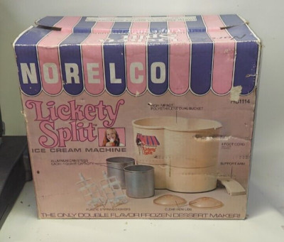 Vintage Rare Norelco Lickety Split Ice Cream Machine With Box And Manuel Tested