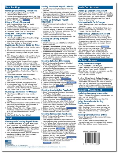 QuickBooks Pro 2016 Guía de entrenamiento tarjeta de referencia rápida 4 páginas hoja de trucos - Imagen 4 de 4