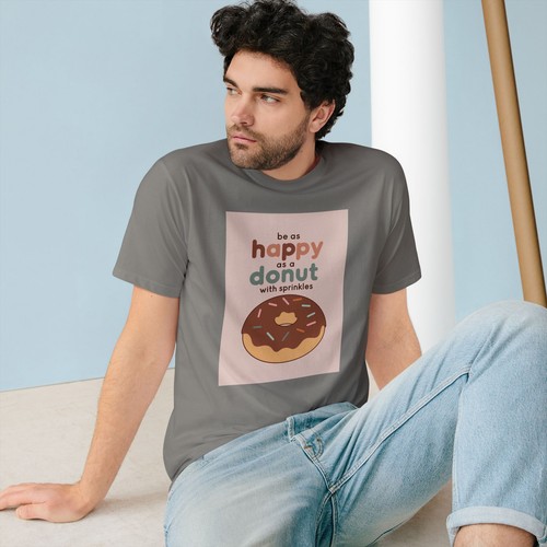 Happy Donut Organic T-Shirt, Cute Graphic Tee, Funny Food Shirt - Picture 17 of 25