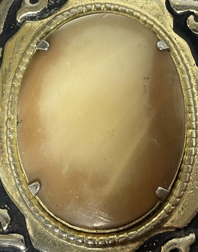 Gold & Black Floral Metal Belt Buckle with brown center stone - Picture 3 of 6