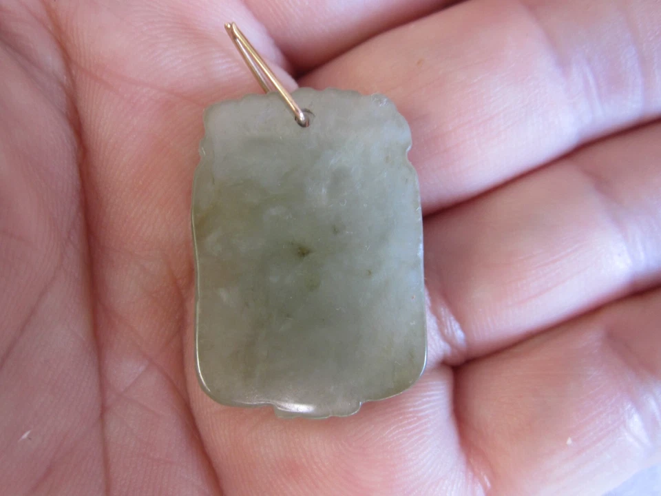 ANTIGUOS COLGANTES CHINOS JADE PLACA RECTANGULAR JADE Zodiaco Año del Buey Foto 4 de 4