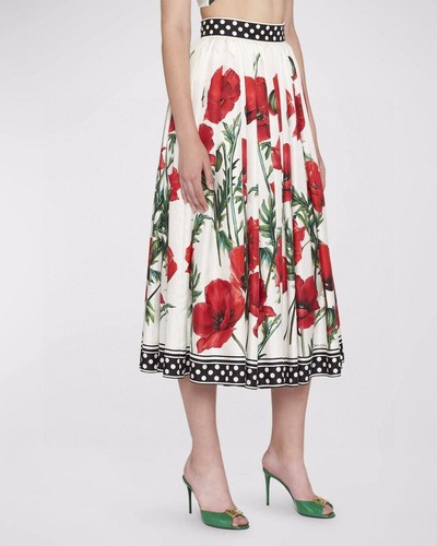 1995 DG poppy Print High Waist Midi Skirt