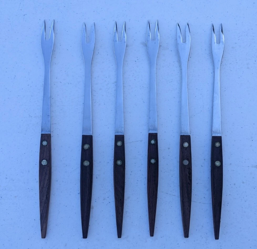 Kitchen Utensil Fondue Forks Set of 6 Retro Mid Century Modern VINTAGE! oct22