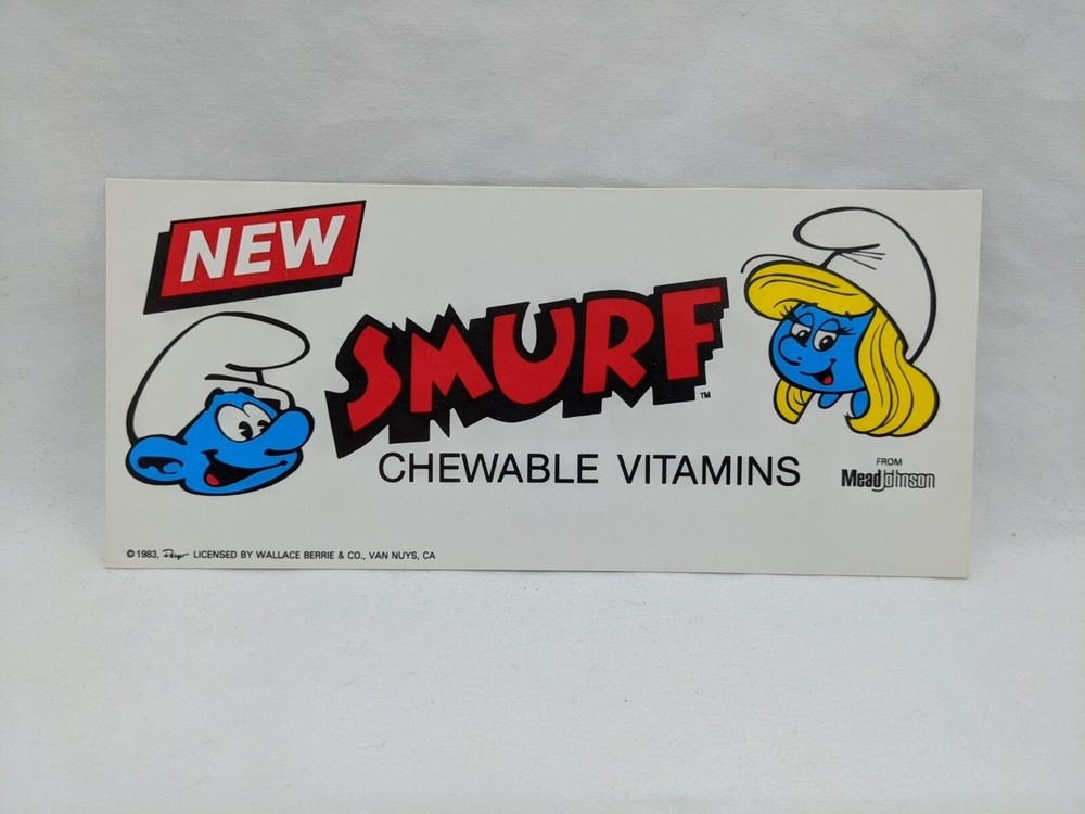 Smurf Chewable Vitamins Promotional Advertisement Sheet 7 1/2
