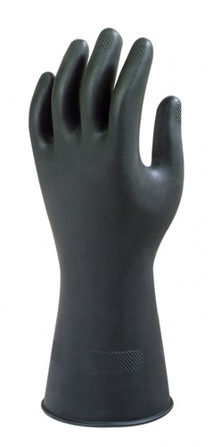 Ansell Alphatec 87-118 / G17K Industrial Heavyweight BLACK Rubber Latex Gloves - Picture 2 of 4
