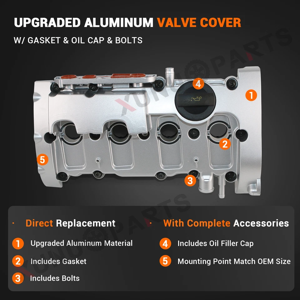 Cubierta de válvula de aluminio mejorada para Audi A4/A4 Quattro 2005-2009 2,0 L BPG BWT Foto 4 de 4