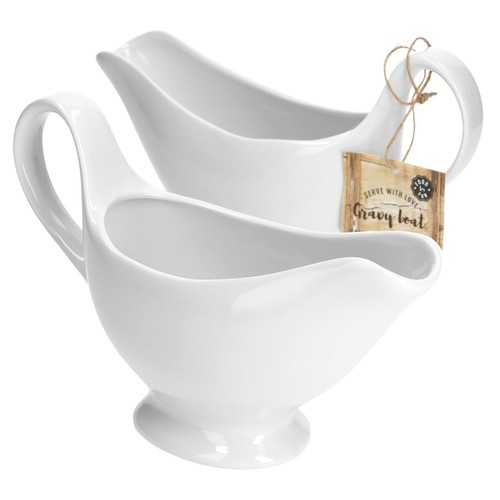 2x Sauciere 220 ml Porzellan klassisch weiß edles Tafelgeschirr Gastrozubehör - Bild 5 von 7