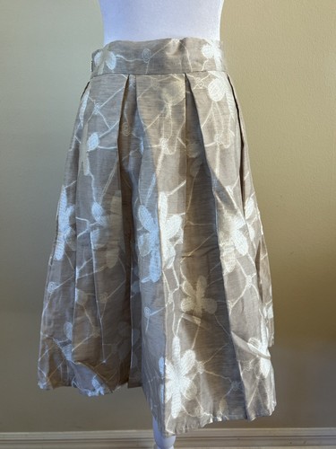 Anne Fontaine Ivory Beige Floral Pleated Linen Skirt Elegant Ethereal Boho 38 6 - Picture 5 of 9