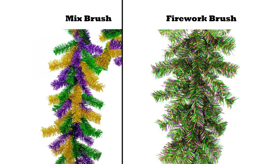 Guirnalda de Navidad de 12 pies de largo, botín de cepillo de oropel colorido y follaje con cable sin encender Foto 2 de 4