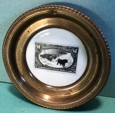 Stanley Gibbons Stamp Co Porcelain Coaster Delano Studios Setauket Antique USPS