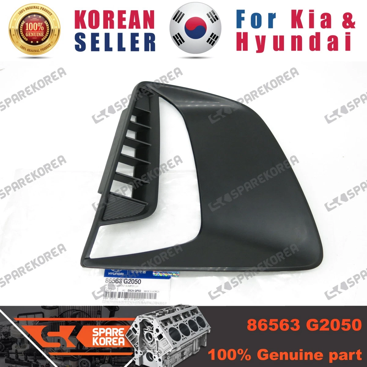 Genuine/OEM 86563G2050 MOULDING-FRONT BUMPER,LH for Hyundai Ioniq 
