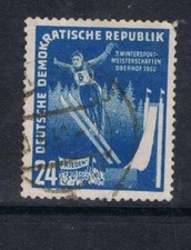 East Germany DDR 1952 24pf  Winter Sports Oberhof skiing SGE56,  Mi 299 Used 