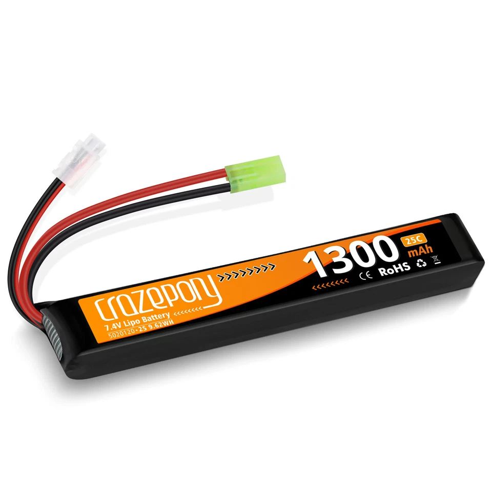 7,4V 1300mAh LiPo Batterie 25C mit Mini-Tamiya-Stecker für Airsoft Guns Gewehr - Bild 3 von 4