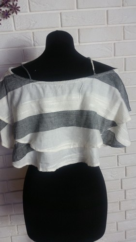 ASOS crop top Natural Fibre Stripe Beach Co-ord Top size 8 UK - Picture 3 of 3