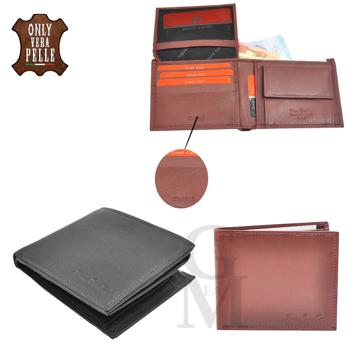 Pierre Cardin Vera Italian Leather Craft Browncasual Stylish Wallet