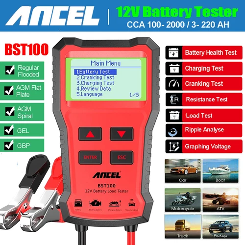 Probador de carga de batería de coche automotriz 12 V herramienta analizador de carga de arranque de batería - Imagen 1 de 9
