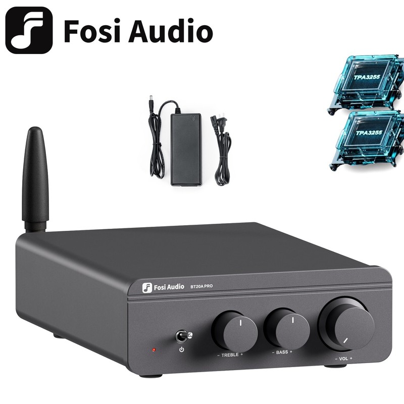 Fosi BT20A PRO Upgraded Integrated Amp 300W x2 TPA3255 Bluetooth Hi-Fi Class D