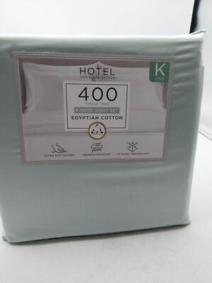 Hotel Signature Sateen 400TC King Size 6pc Sheet Set Mist Blue