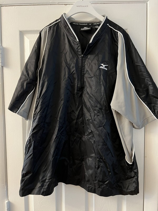 Mizuno Jacket Mens XTR Large 1/4 Zip Short Sleeve Pullover Blue Performance Wear