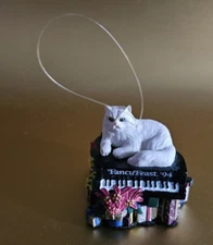 Vintage Fancy Feast Cat on Piano Christmas Ornament 1994 Cat Christmas Ornament