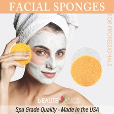Facial Sponges - Compressed Natural Cellulose Face Cleansing Spa Pad Puff Tools