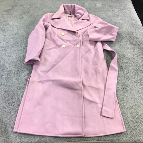 REJINA PYO Jacket Womens Medium SImone Coat Double Breats Belted Pink Wool Casua