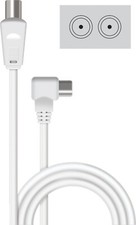 Coax TV Aerial Cable Right Angled Extension Lead M to Male Antenna white