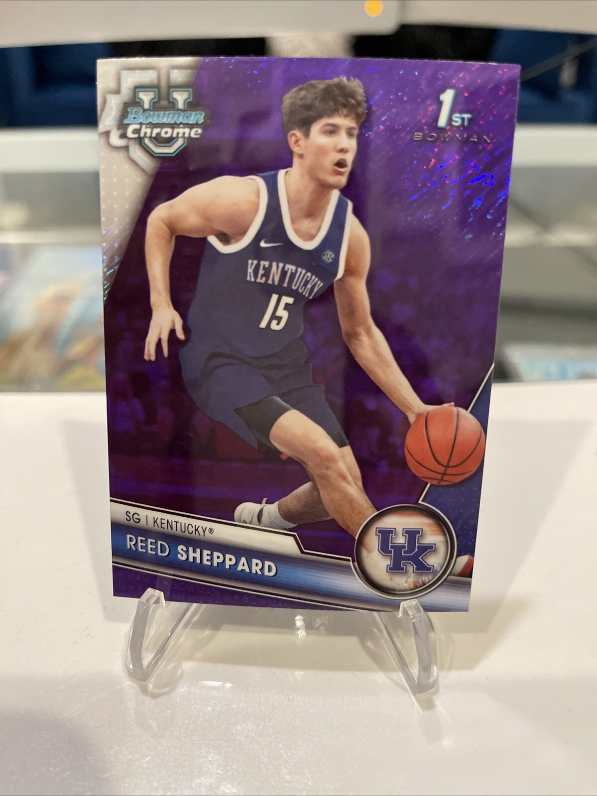 Reed Sheppard 2023 Bowman U Chrome 1st Purple Shimmer Kentucky Rookie #45 🔥
