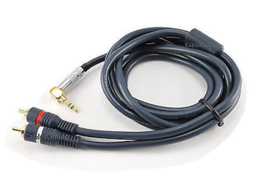 Audio R L. Cord CablesOnline 6ft Right Angle 3.5mm Stereo Plug to L/R 2-RCA Male Audio ...