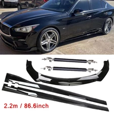 Front Bumper Lip Splitter Spoiler Side Skirts BK For Infiniti Q50 4-Door 14-21