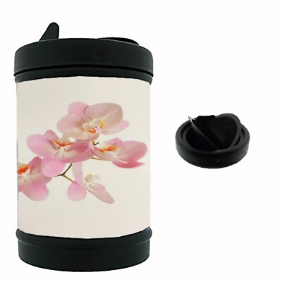 Pink ORCHID Design Black Metal Car Ashtray / Mini Trashcan