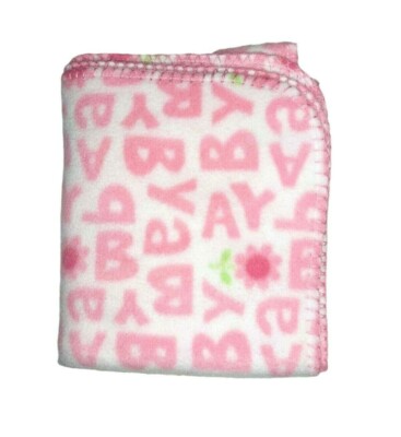 Child Of Mine B A B Y Letters Pink Flower Fleece Blanket Lovey Carters Baby Girl
