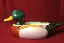 Vintage Green Head Duck Figural Planter Mallard Duck Figure Art Pottery