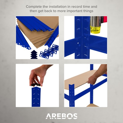 AREBOS Estantería pesada Estantería sin tornillos Estantería de almacenamiento - Imagen 5 de 13