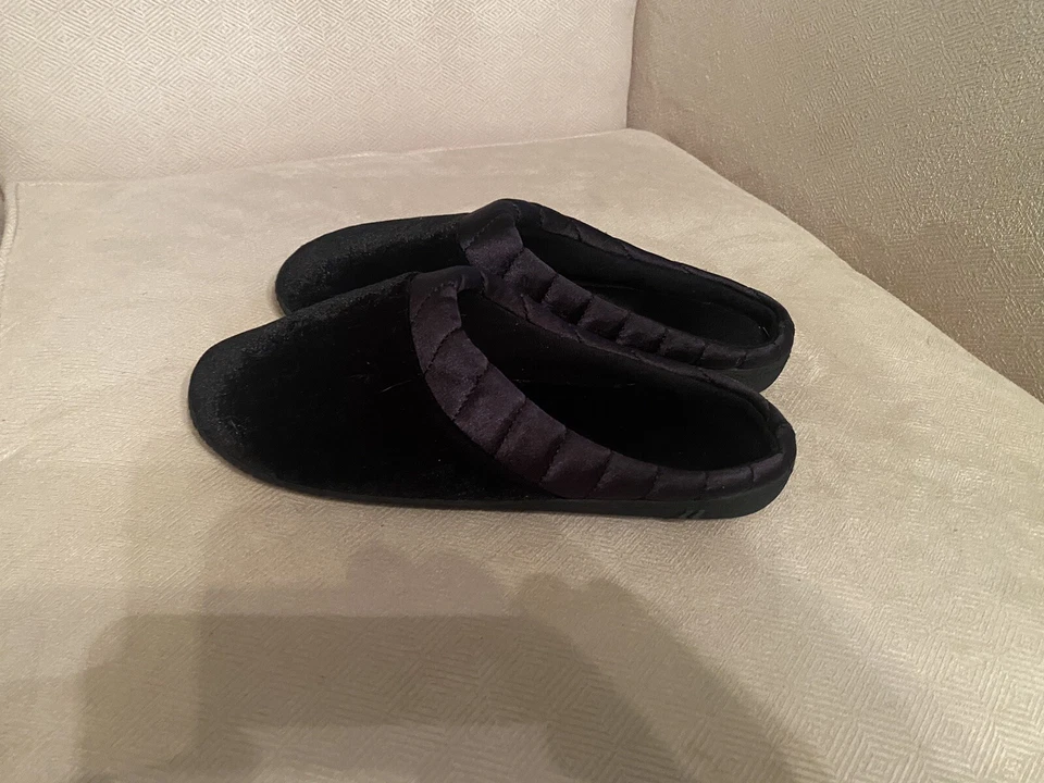 Isotoner Secret подошва арка контур черный матовый бархат тапочки размер 7,5-8 - Изображение 3 из 4