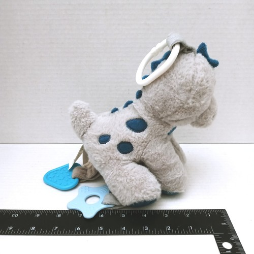 Kelly Baby Dinosaurier Beißring Rassel Clip On Stofftier Plüschtier grau türkis - Bild 8 von 8